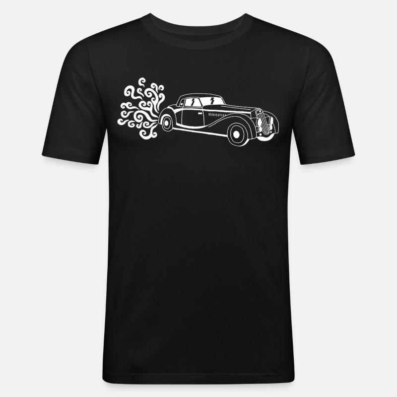 Weißer Oldtimer - Männer Slim Fit T-Shirt - Schwarz