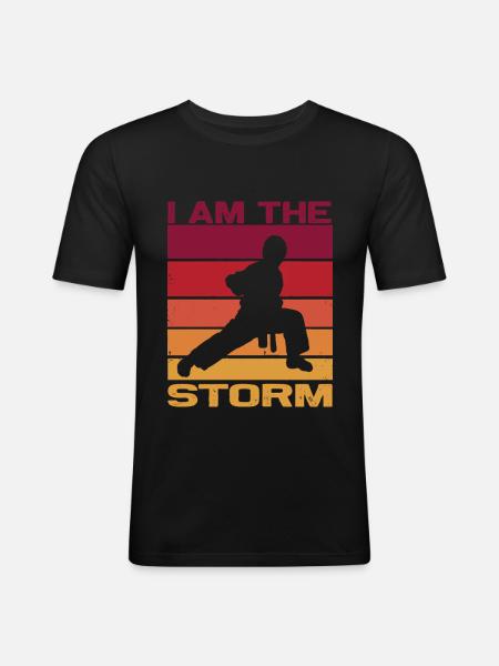 Silhouette a karate fighter - Combat Contact - Men's Slim Fit T-Shirt - black