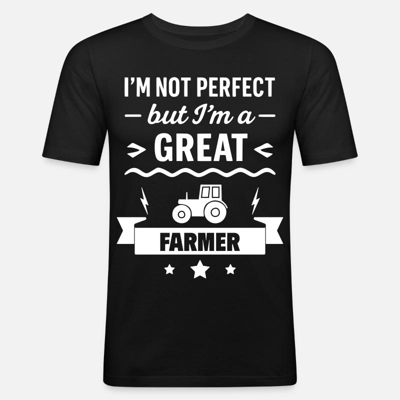 Super Farmer Traktor Feld - Männer Slim Fit T-Shirt - Schwarz