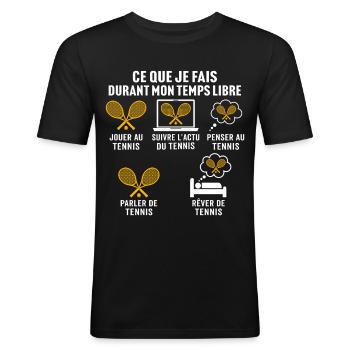 jouer au tennis cadeau fan de tennis  - T-shirt près du corps Homme - noir - Devant - Nik (191cm)