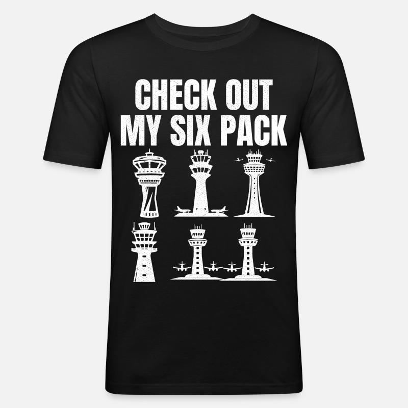 Check out my six pack - Männer Slim Fit T-Shirt - Schwarz