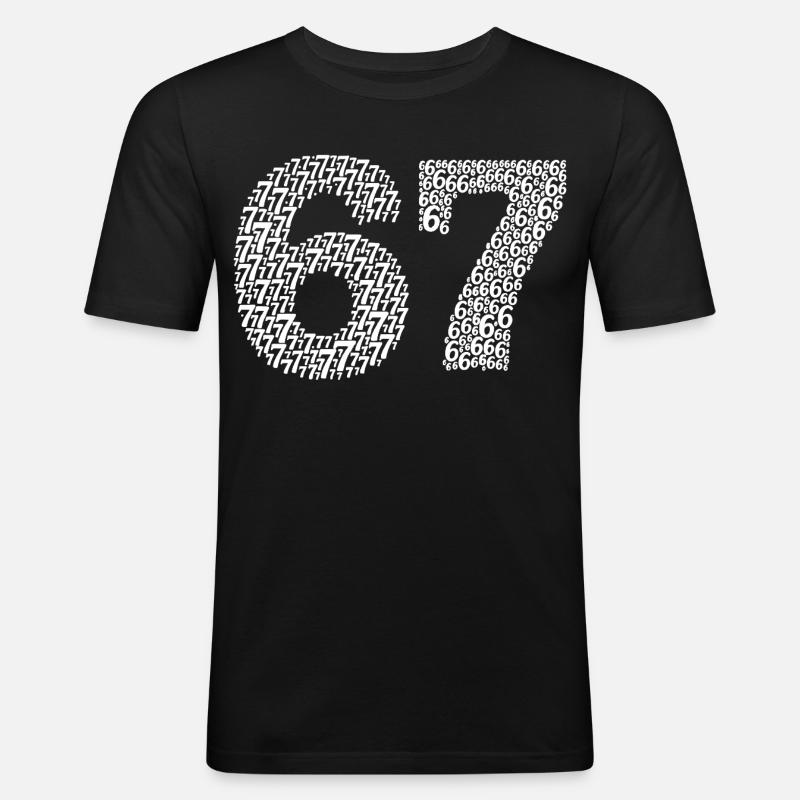 Sixty Seven meme - Männer Slim Fit T-Shirt - Schwarz