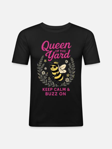 Bijen Koningin van de Tuin - Mannen slim fit T-shirt - zwart