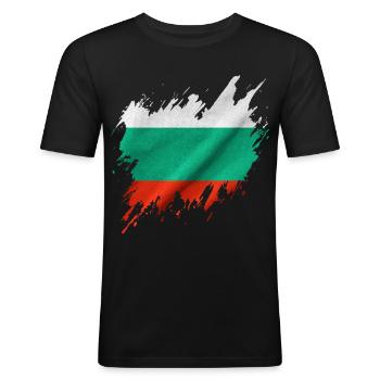 Bulgarian flag, torn style - Men's Slim Fit T-Shirt - black - Front - Nik (191cm)