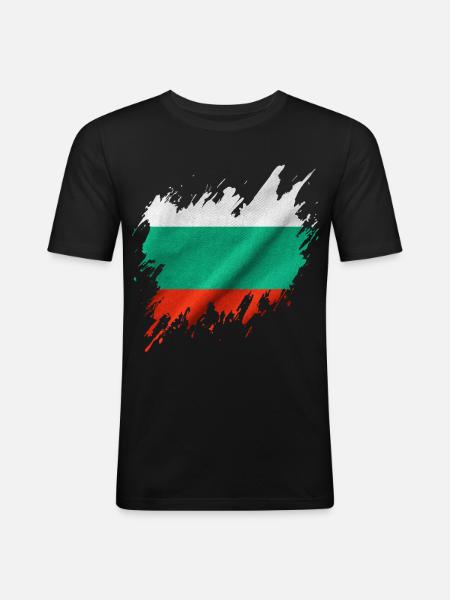 Drapeau bulgare, style déchiré - T-shirt près du corps Homme - noir