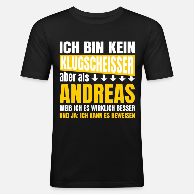 Ich bin kein Klugscheisser Andreas - Männer Slim Fit T-Shirt - Schwarz