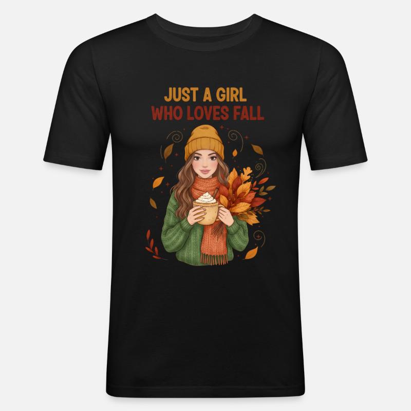 Das Mädchen, das den Herbst liebt - Männer Slim Fit T-Shirt - Schwarz