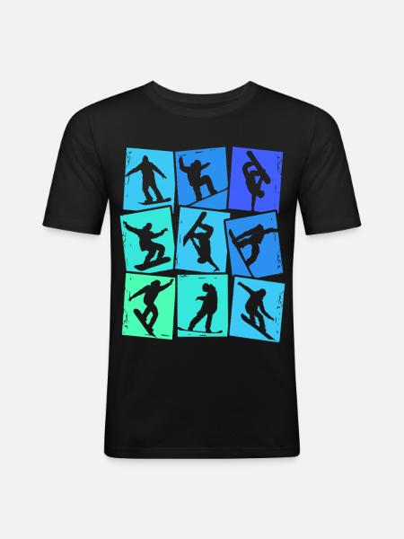 Snowboard Snowboarder Kids Boys Men - Men's Slim Fit T-Shirt - black