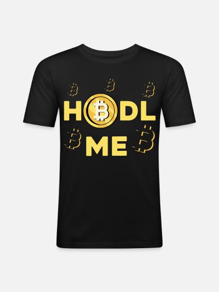 HODL ME Bitcoin Logo - Männer Slim Fit T-Shirt - Schwarz