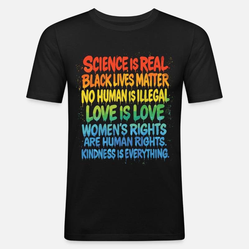 Regenbogen Statement – Human Rights Pride - Männer Slim Fit T-Shirt - Schwarz