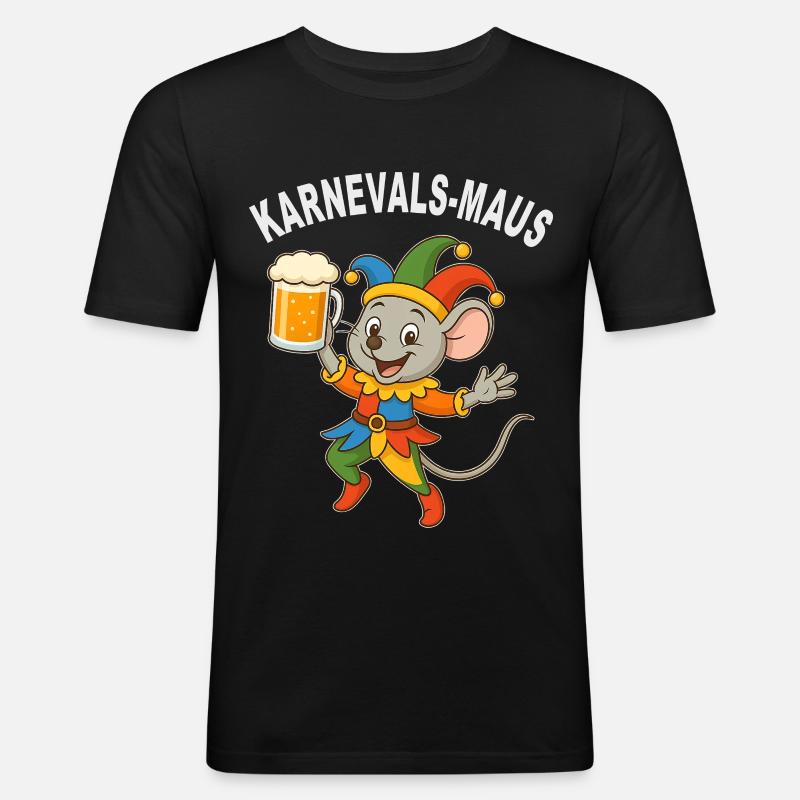 Karnevalsmaus mit Bierkrug - Männer Slim Fit T-Shirt - Schwarz