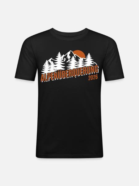 Alpen Überquerung 2026 - Wandern - Männer Slim Fit T-Shirt - Schwarz