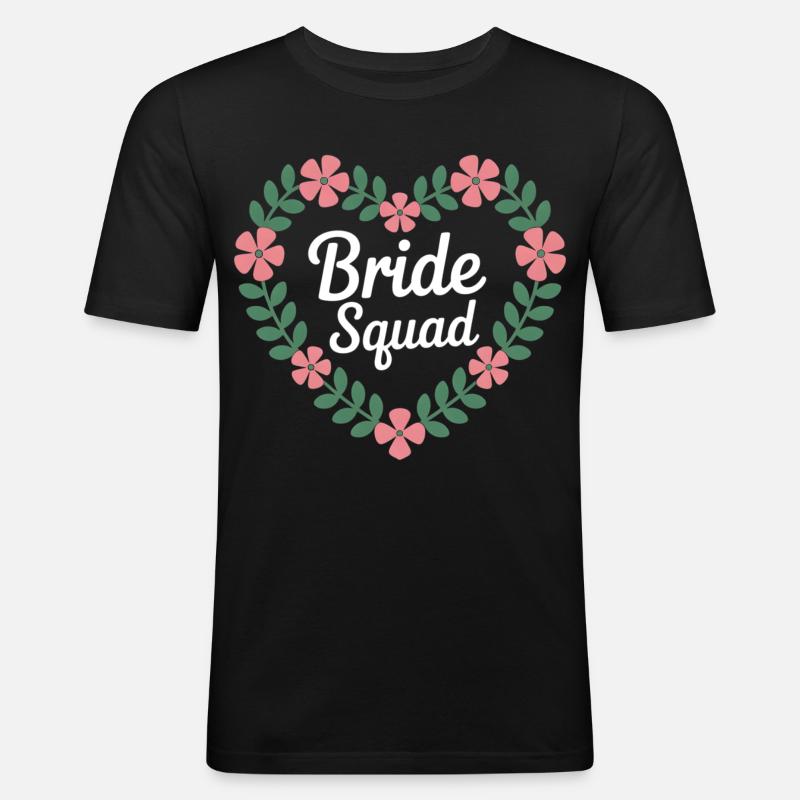 Bride Squad Blumenherz - Männer Slim Fit T-Shirt - Schwarz