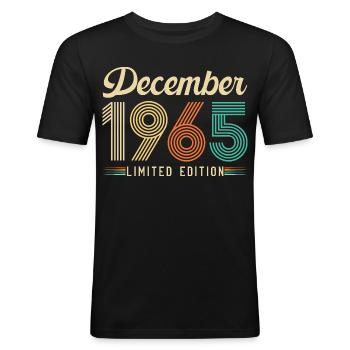 60 Ans Anniversaire Cadeau Né en Décembre 1965 - T-shirt près du corps Homme - noir - Devant - Nik (191cm)
