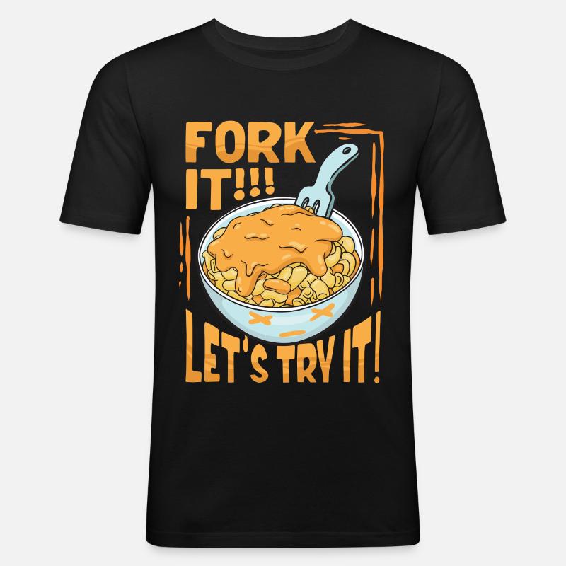 Mac n Cheese Fork It - Männer Slim Fit T-Shirt - Schwarz