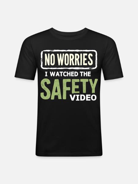 Kein Stress Sicherheitsvideo Meme - Männer Slim Fit T-Shirt - Schwarz