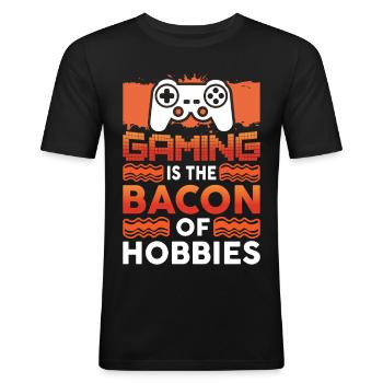 Gaming - Männer Slim Fit T-Shirt - Schwarz - Vorne - Nik (191cm)