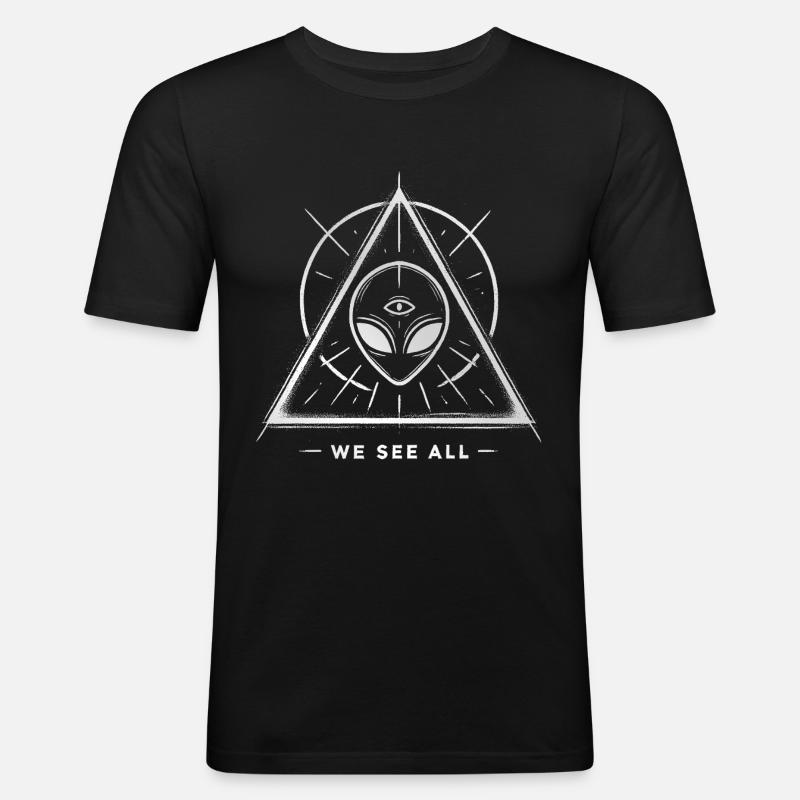 UFO Alien Eye Triangular Sigil - Men's Slim Fit T-Shirt - black