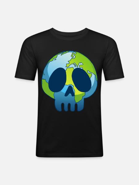 The skull of planet Earth - Men's Slim Fit T-Shirt - black