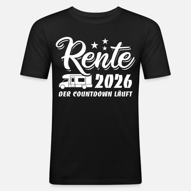 Rente 2026 - Der Countdown läuft - Camper - Männer Slim Fit T-Shirt - Schwarz