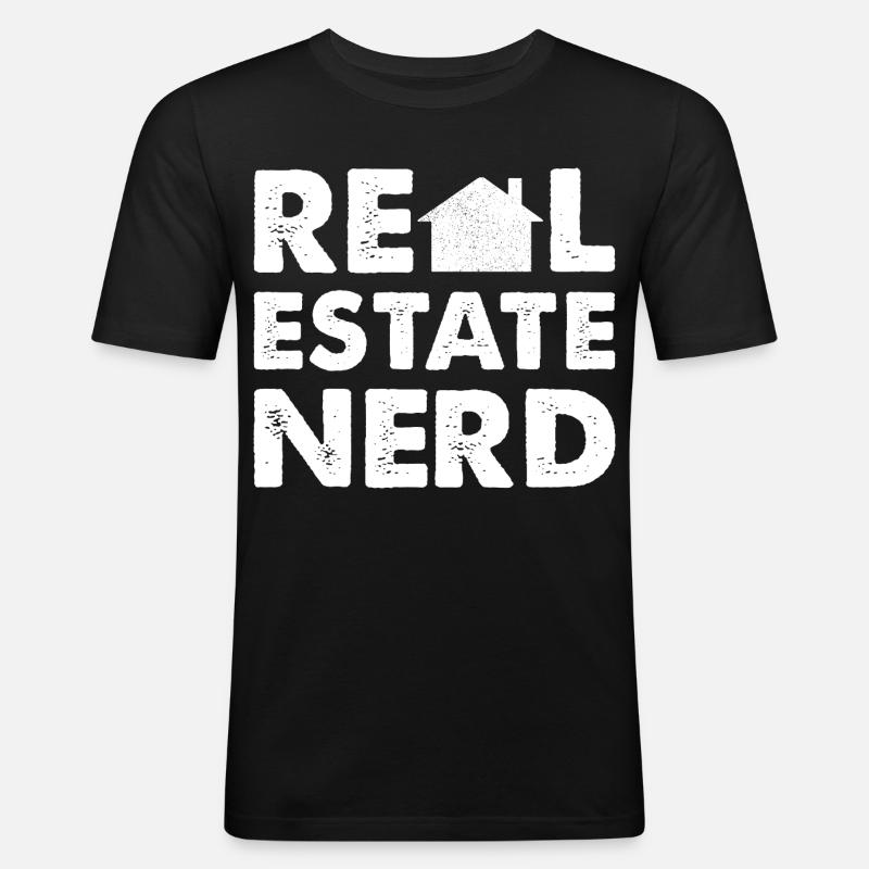 RealEstate Nerd - Männer Slim Fit T-Shirt - Schwarz