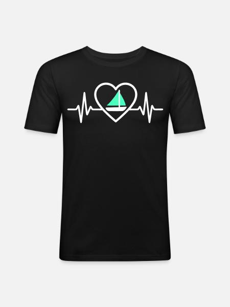 Cœur Voile – Passion Bateau - Men's Slim Fit T-Shirt - black