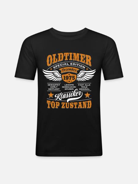 Oldtimer December 1975 | Birthday Gift - Men's Slim Fit T-Shirt - black