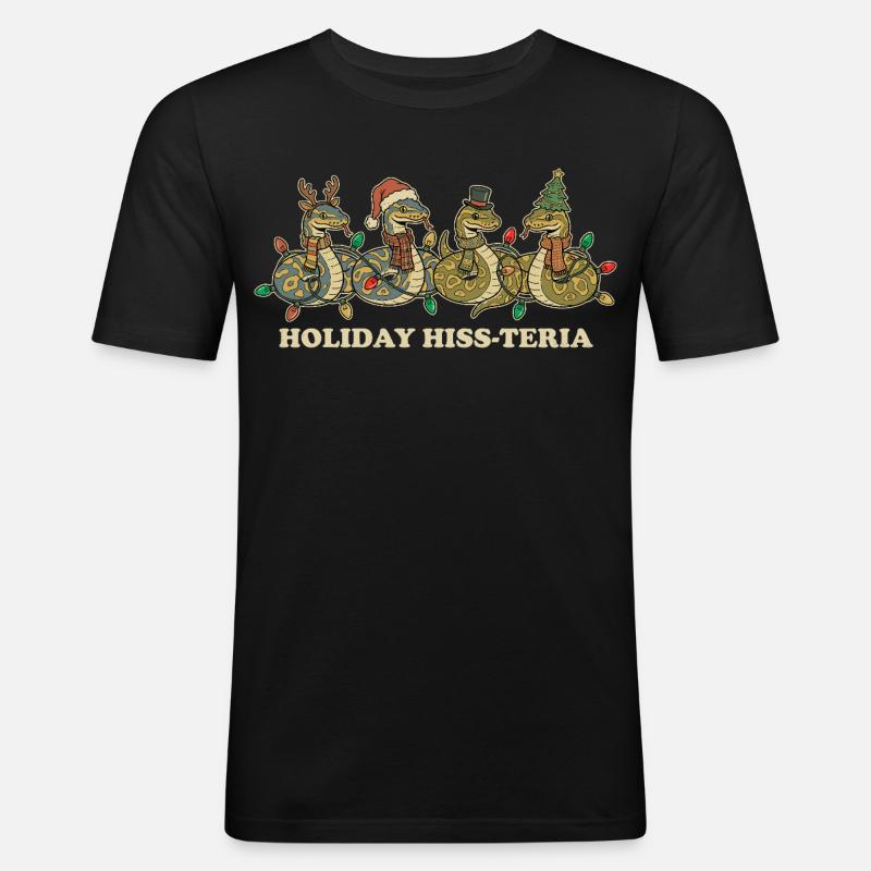 King Python Christmas Lights Gift - Men's Slim Fit T-Shirt - black