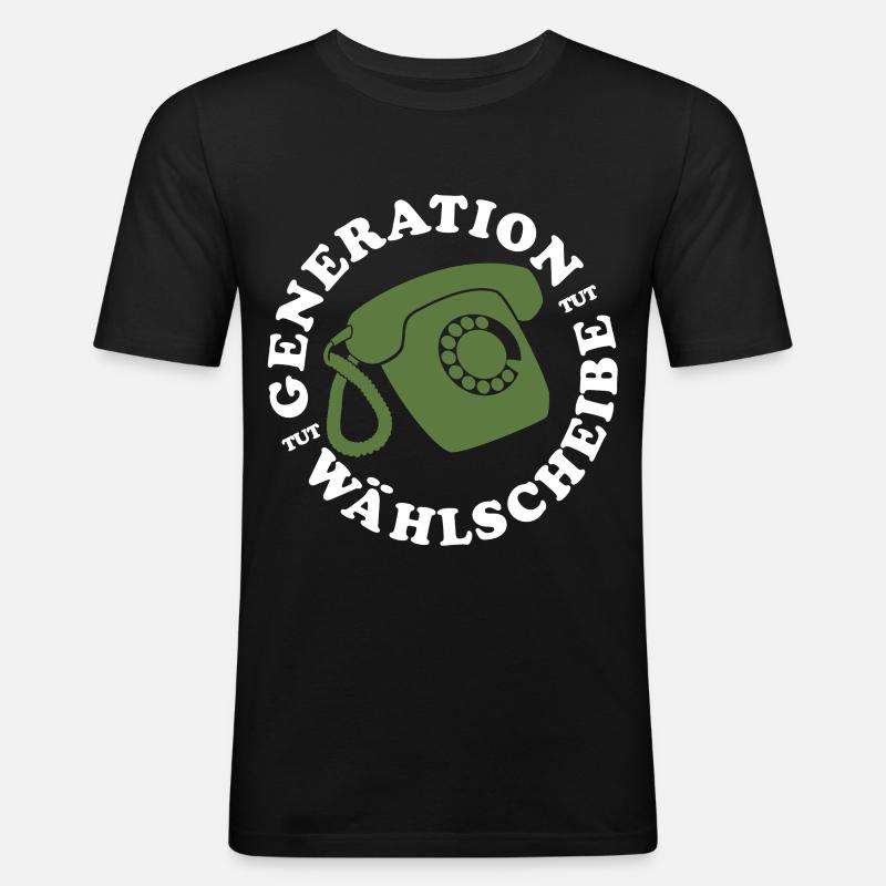 Generation Wählscheibe Festnetz Telefon - Männer Slim Fit T-Shirt - Schwarz