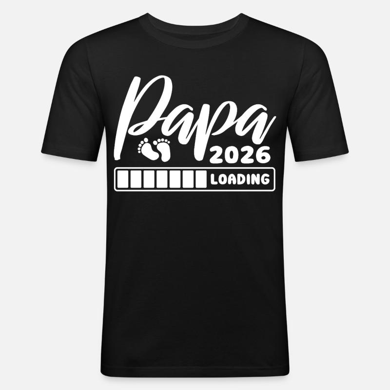 Papa 2026 loading - Schwangerschaft - Geschenk - Männer Slim Fit T-Shirt - Schwarz