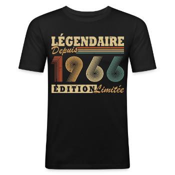 Légendaire depuis 1966 Vintage Cadeau Anniversaire - T-shirt près du corps Homme - noir - Devant - Nik (191cm)