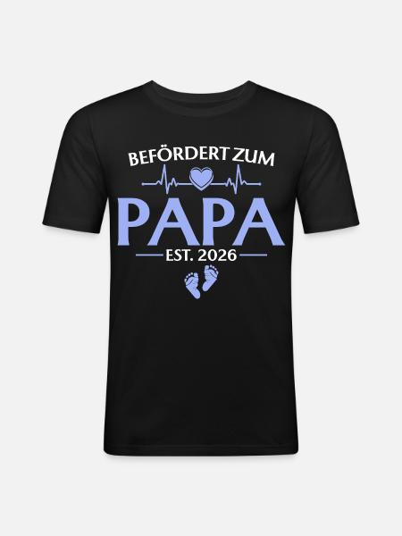 Befördert zum Papa 2026 Babyparty - Männer Slim Fit T-Shirt - Schwarz