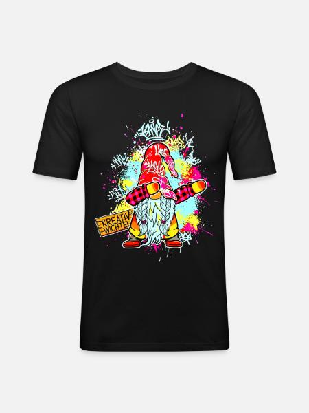 CREATIVE GNOME Dab Graffiti Artist XMas - Men's Slim Fit T-Shirt - black