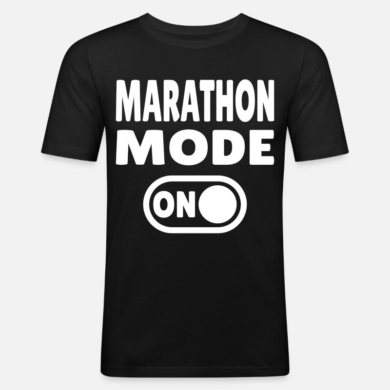 Marathon Mode On – Laufen mit Leidenschaft - Männer Slim Fit T-Shirt - Schwarz