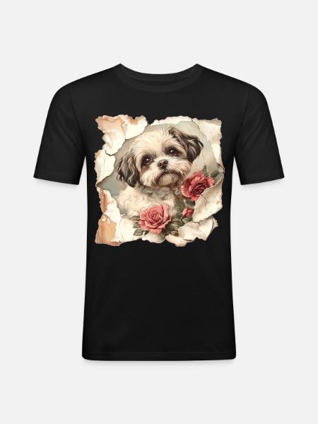 Shih Tzu - Männer Slim Fit T-Shirt - Schwarz