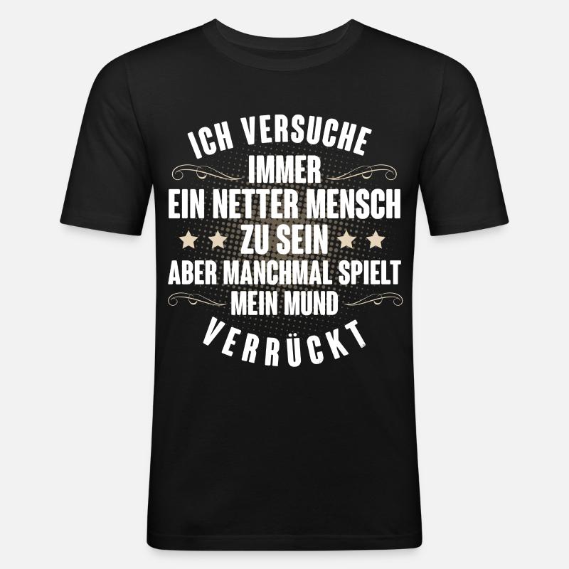 Große Klappe - Männer Slim Fit T-Shirt - Schwarz