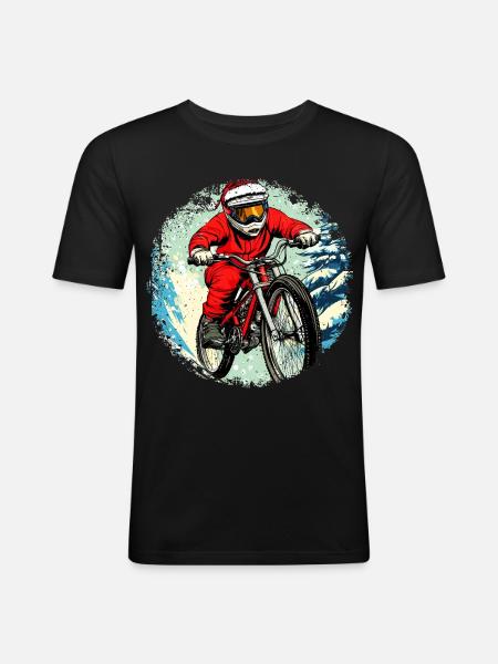 Christmas Biker / Mountain Bike - Men's Slim Fit T-Shirt - black