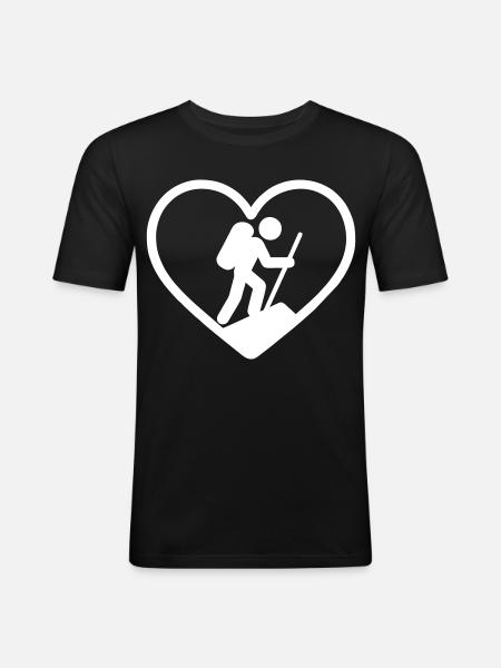 Heart Hiking – Outdoor Adventure Lover - Men's Slim Fit T-Shirt - black