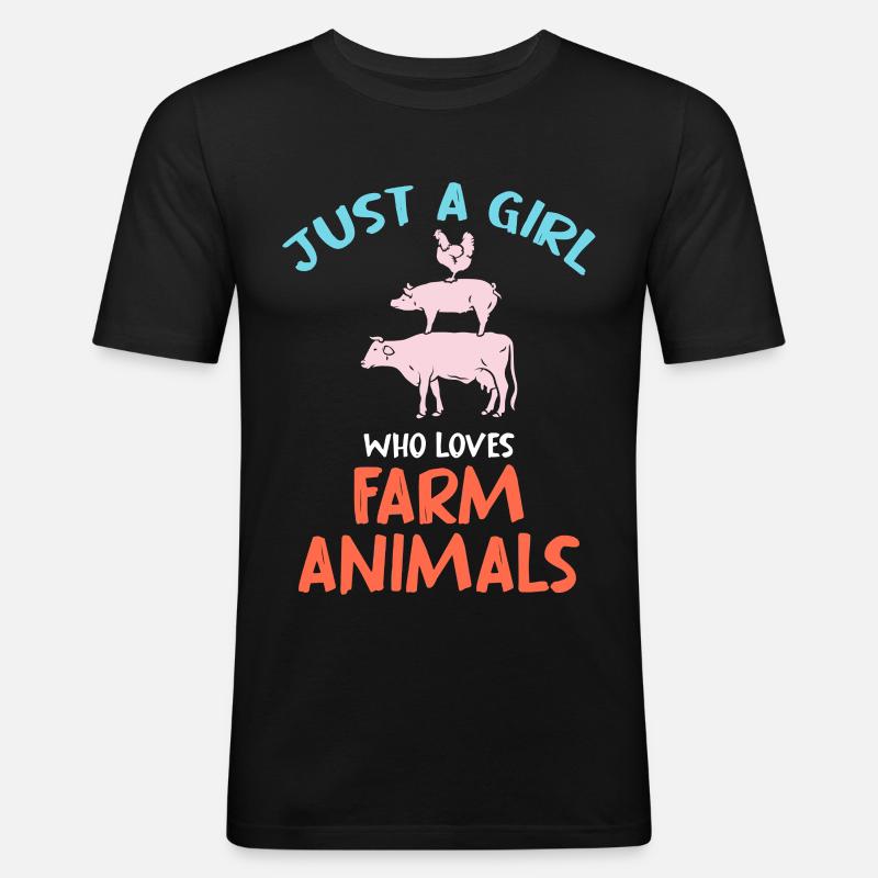Nur ein Mädchen liebt Hoftiere - Männer Slim Fit T-Shirt - Schwarz