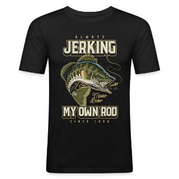 Always Jerking My Rod Funny Fishing Born 1996 - Men's Slim Fit T-Shirt - black - Front - Nik (191cm)