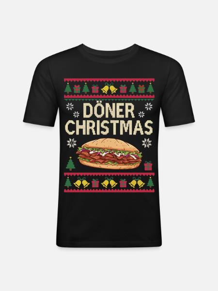 Ugly Christmas Doner Kebab Christmas Gift - Men's Slim Fit T-Shirt - black
