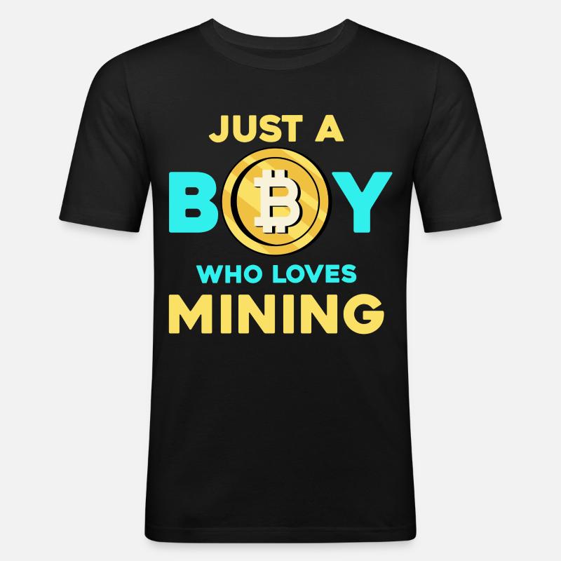 Krypto Mining Junge – Bitcoin Leidenschaft - Männer Slim Fit T-Shirt - Schwarz