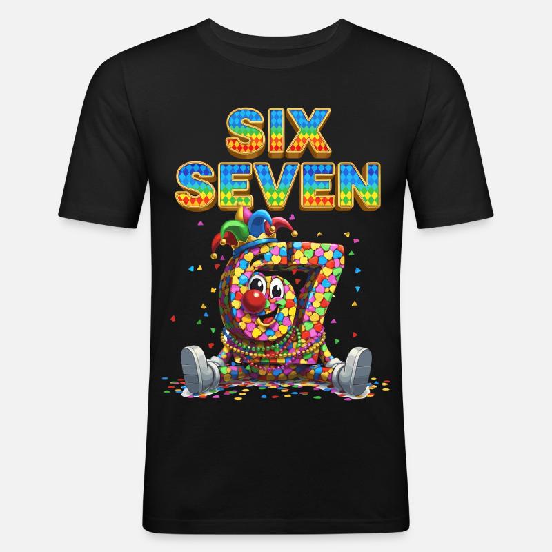 67 six seven Karneval Süß Geschenk - Männer Slim Fit T-Shirt - Schwarz