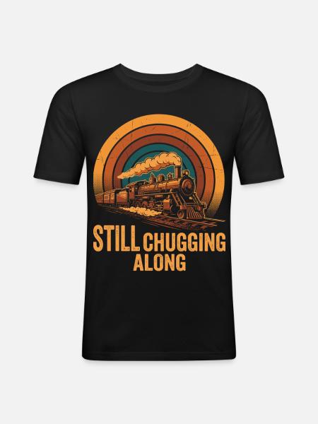 Retro-Dampflokomotiv-Railfan - Männer Slim Fit T-Shirt - Schwarz