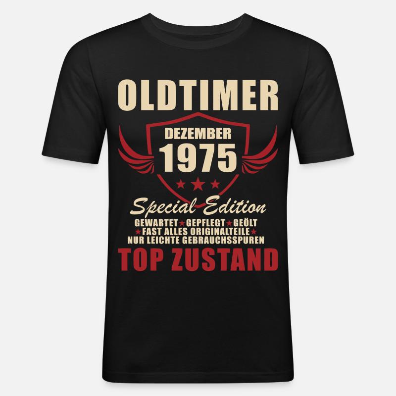 Oldtimer 1975 Sonderedition Logo - Männer Slim Fit T-Shirt - Schwarz