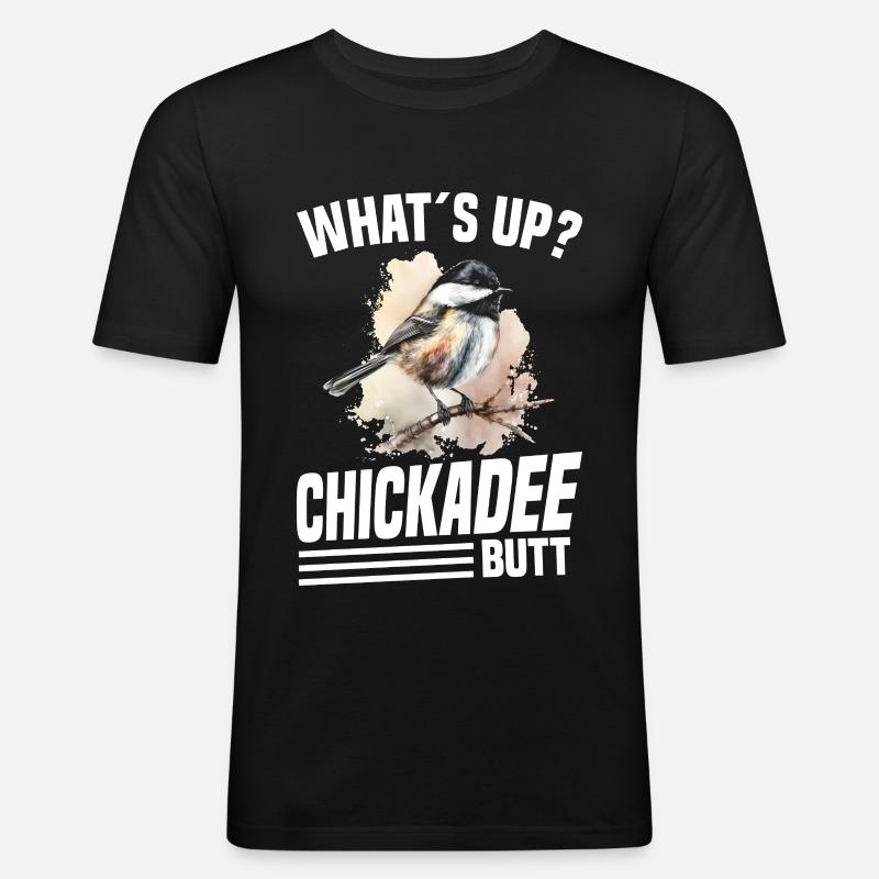  Chickadee Birder Chickadee Plush Birdwatching - Men's Slim Fit T-Shirt - black