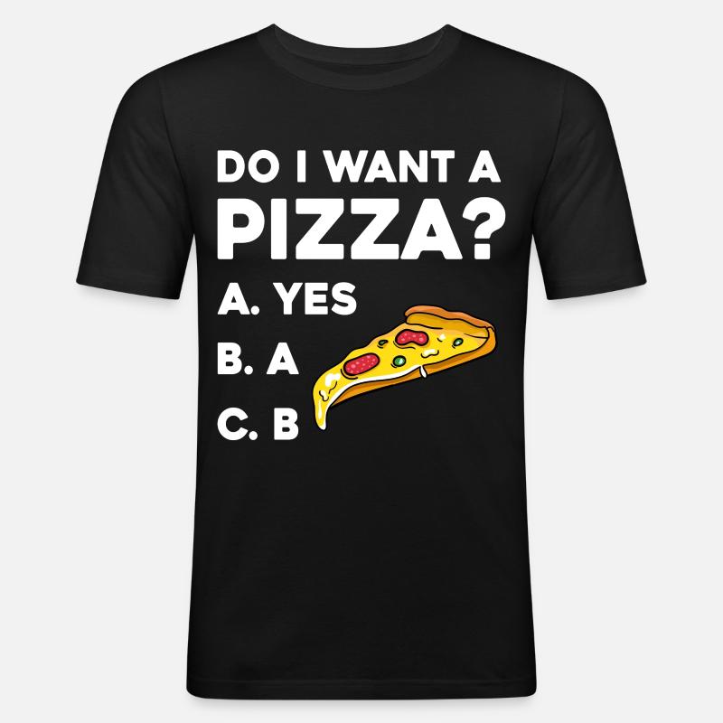Pizza Frage: Ja oder Nein - T-shirt près du corps Homme - noir
