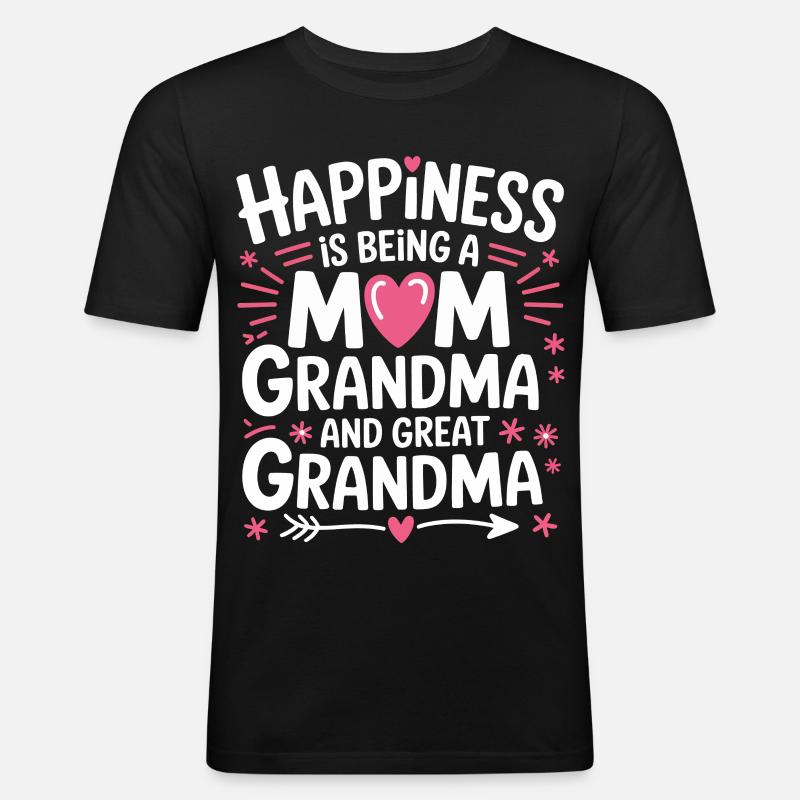 Happiness Design: Mama Oma Großmutter - Männer Slim Fit T-Shirt - Schwarz