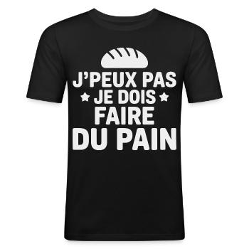 I Can't I Have To Make Bread Humor Baker - Men's Slim Fit T-Shirt - black - Front - Nik (191cm)