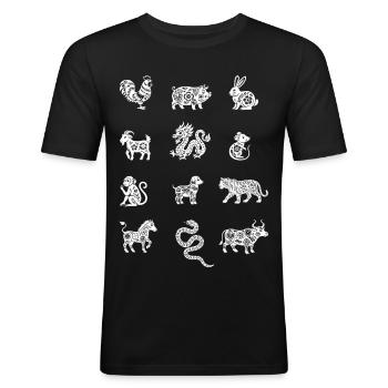 Chinese Zodiac Chinese New Year Animal Signs - Men's Slim Fit T-Shirt - black - Front - Nik (191cm)